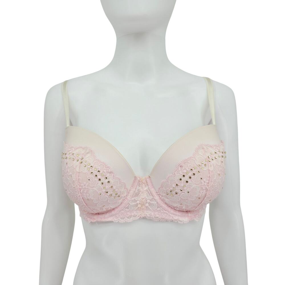 Victoria's Secret Lined Demi Lace Bra Pink 32DDD